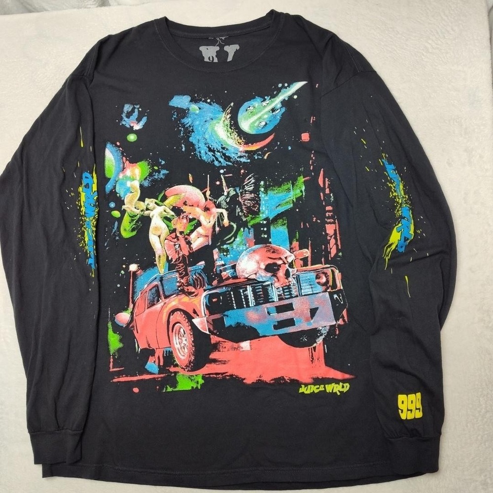 Juice Wrld Vlone Shirt Mens XL Black 999 Cosmic Long Sleeve Crewneck Rap Hip Hop